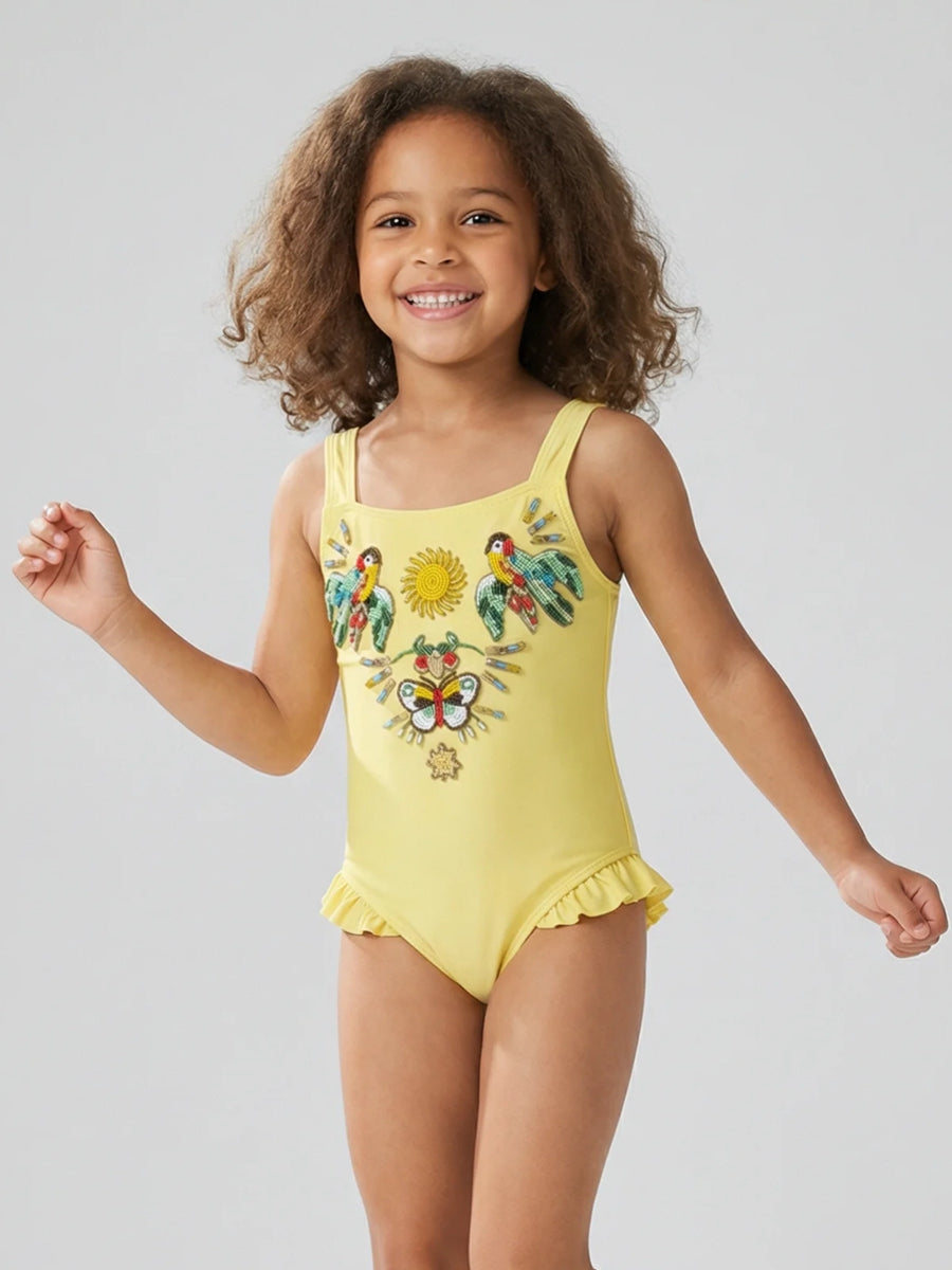 Sunshine Paradise Yellow Kids Swimsuit
