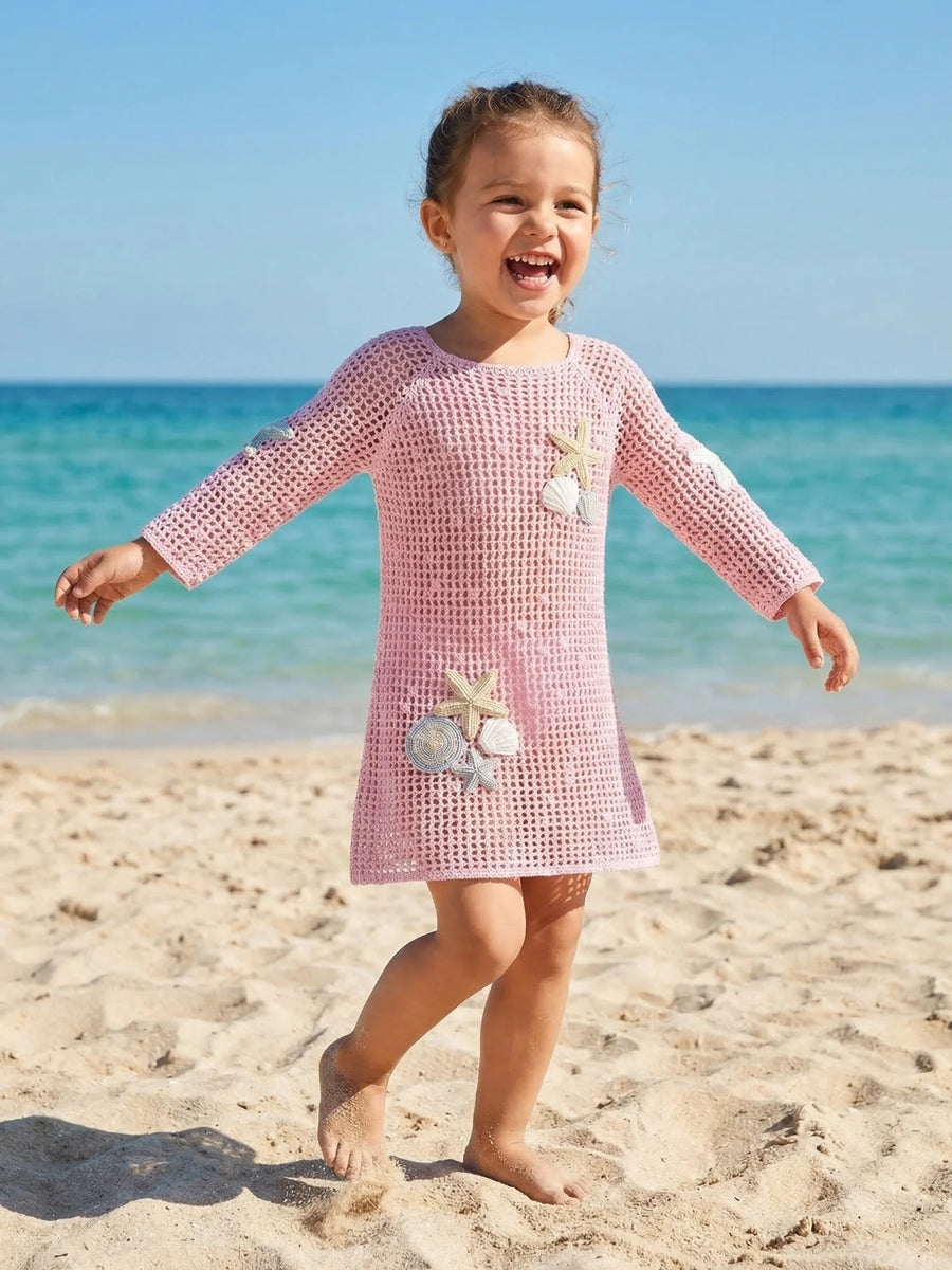 Pink Sea Shell Kids Crochet Dress
