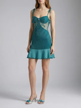 Green Starfish Beaded Mini Dress