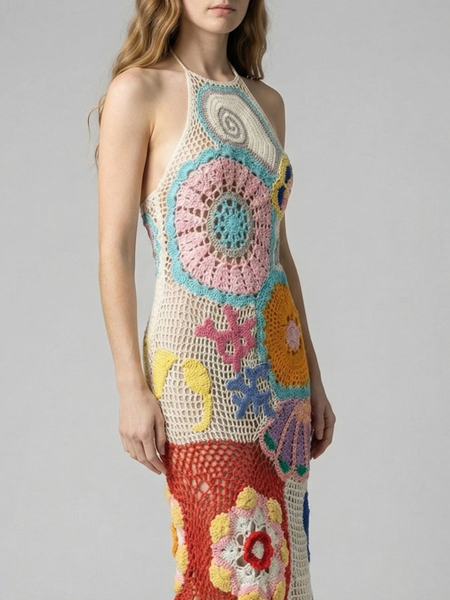 Shop Kaia Crochet Coral Multi Maxi Dress - Oceanus Shop Kaia Crochet Coral Multi Maxi Dress - Oceanus