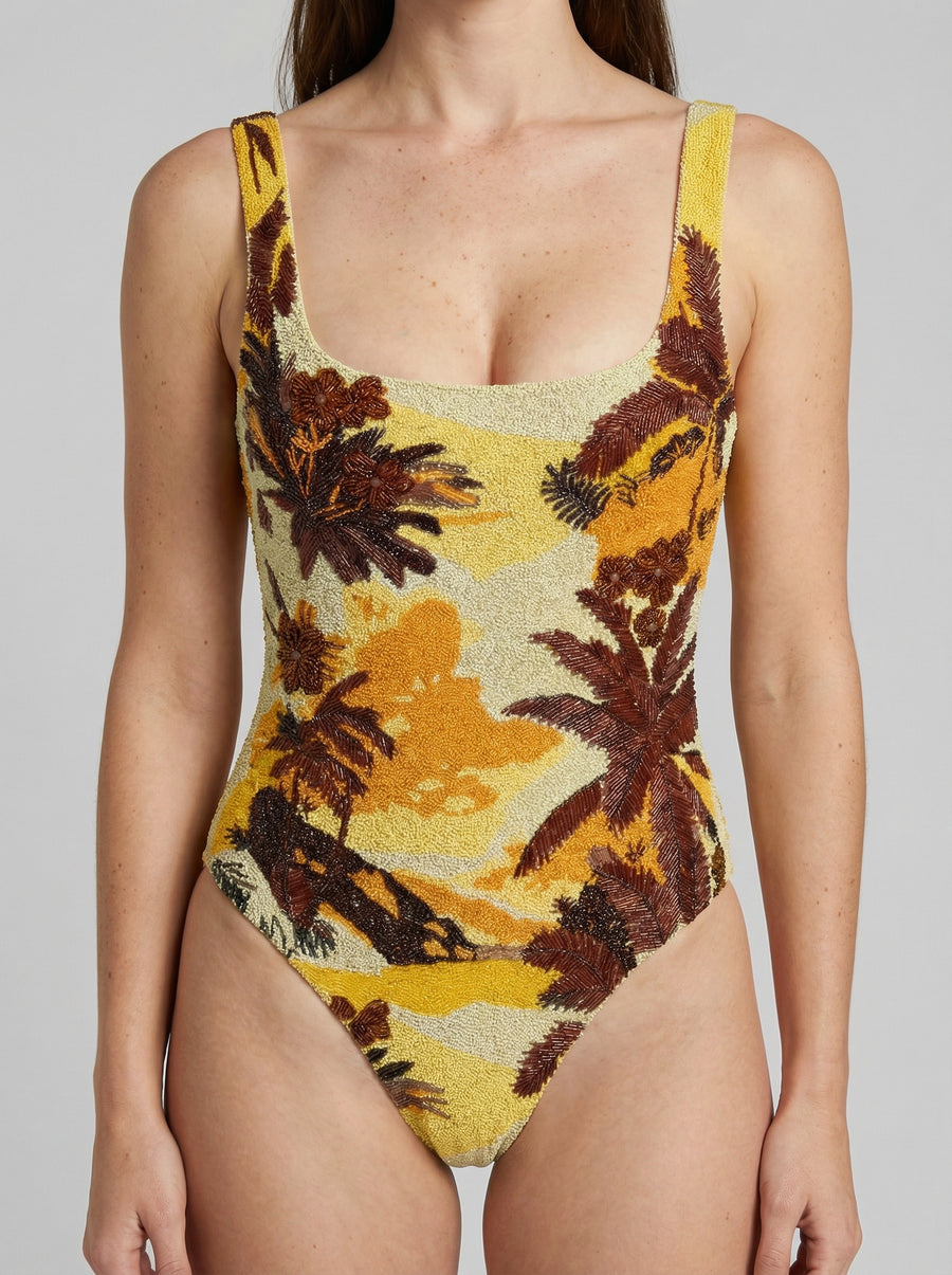Kulani Kinis x Oceanus Golden Sunset Beaded Body Suit