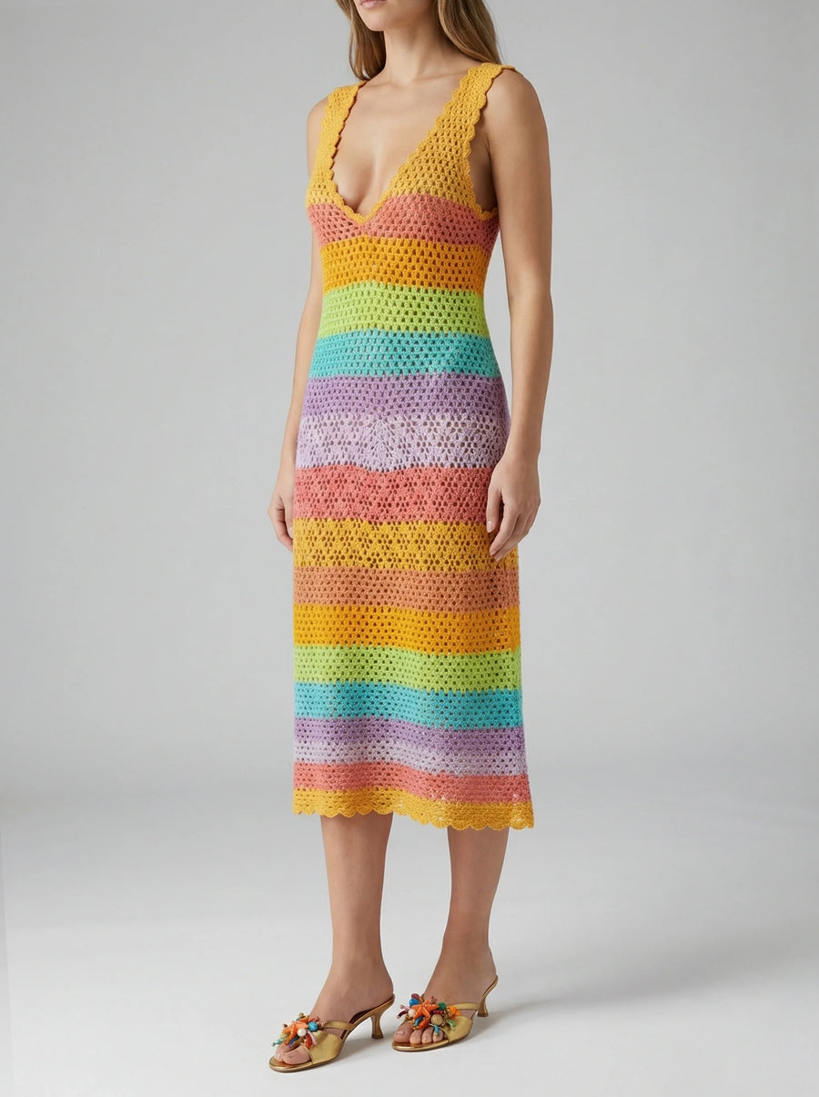 Rainbow Crochet Dress