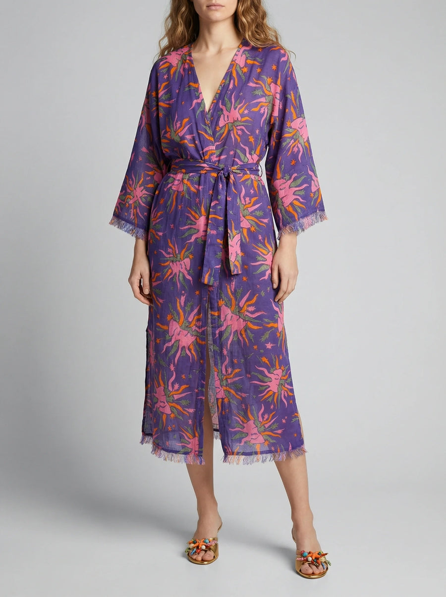 Kimono Blue Face Flower