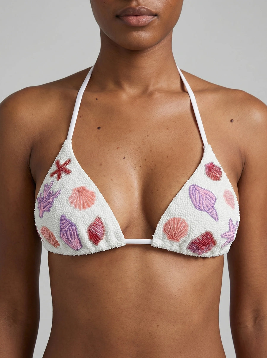 Shell Beaded Bikini Top