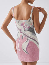Sofia Hand Beaded Pink Party Dress Multi Color