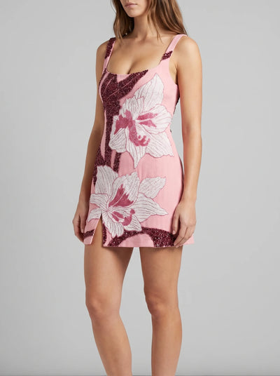 Delilah Hand Beaded Mini Dress Pink x by Poppy