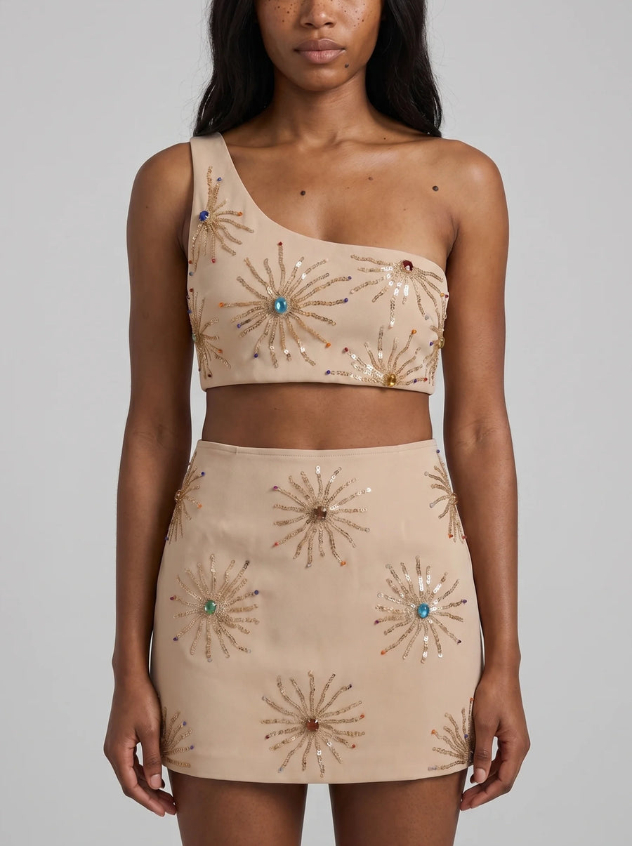Callie Co-ord Top Light Brown