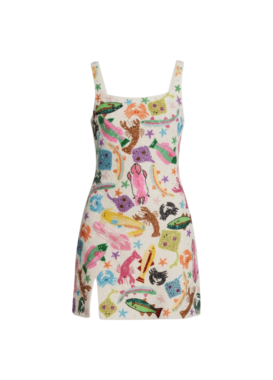 Arizona Beaded Mini Dress White