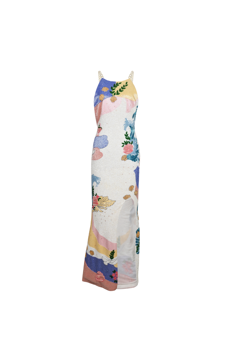 Calypso Soft Multi Sea Shell Halterneck Dress – Daphne x Oceanus