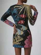 Palazzo Beaded Black Mini Dress