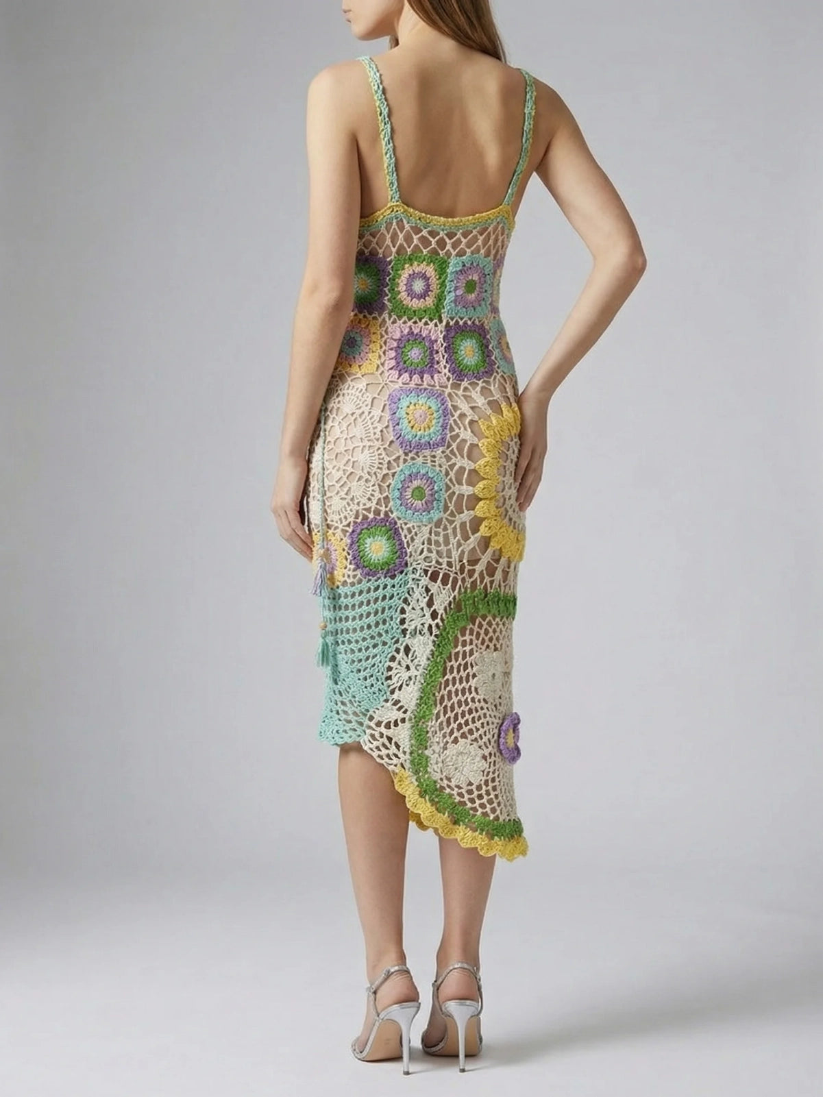 Shop Octavia Crochet Multi-Coloured Party Dress - Oceanus Shop Octavia Crochet Multi-Coloured Party Dress - Oceanus