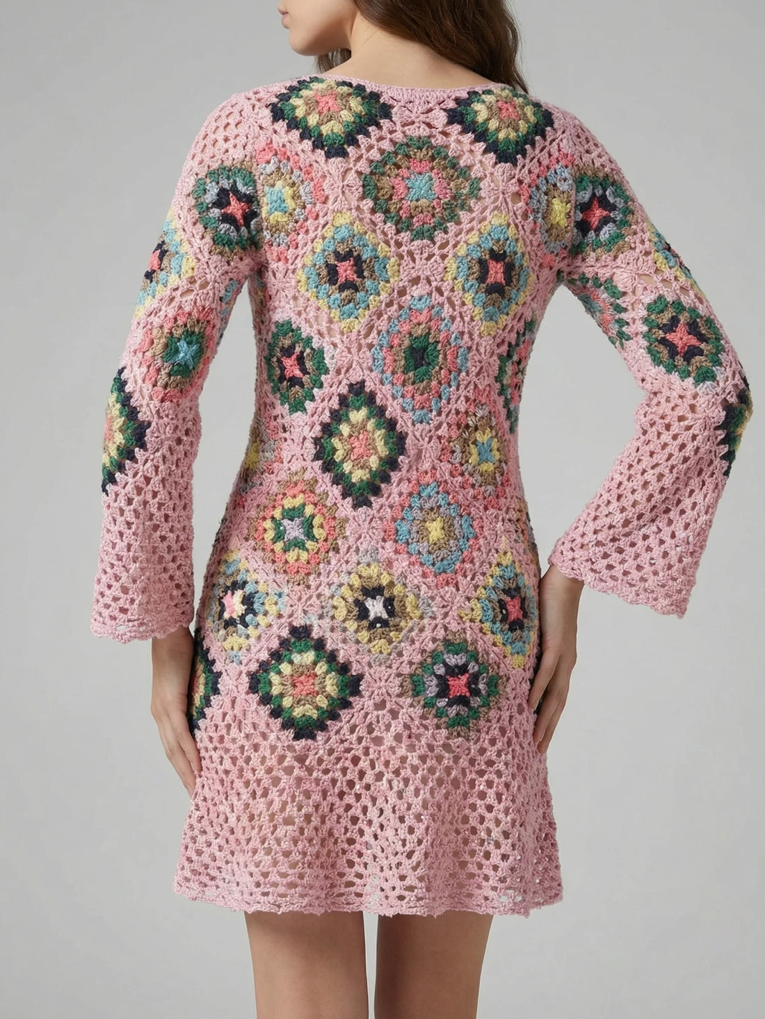 Spring Pink Crochet Dress