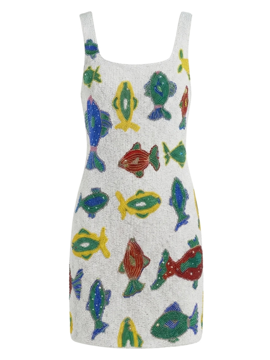 Tropical Fish Beaded Mini Dress