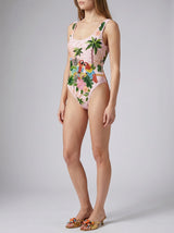Maya Scoop Back Tropical Swimsuit - Pink in stock