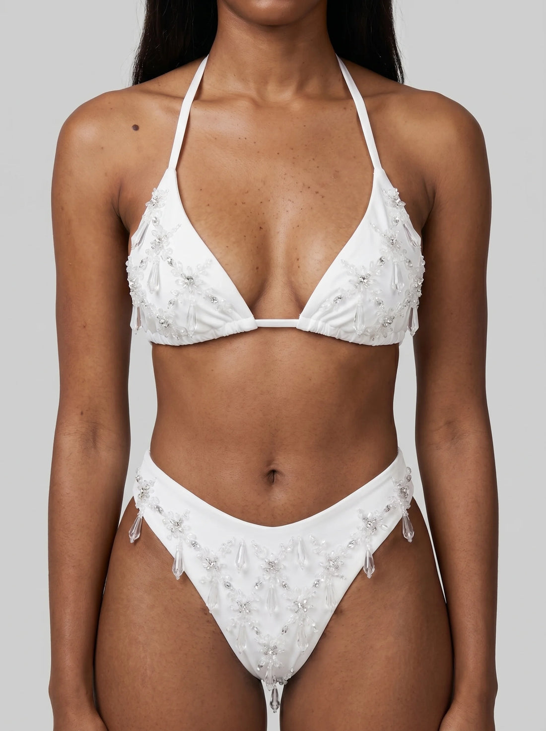 Calliope Luxury Crystal Bikini Top White