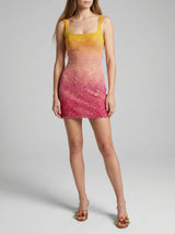 Sofia Hand Beaded Party Dress Orange Pink Ombre
