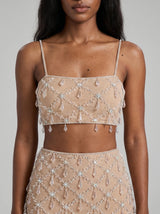 Calliope Luxury Crystal Co-Ord Skirt Nude