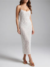 Calliope Luxury Crystal Maxi Party Dress White