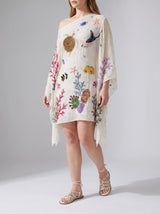 Sea Fantasy Pastel Multi Color Embroidered Kaftan