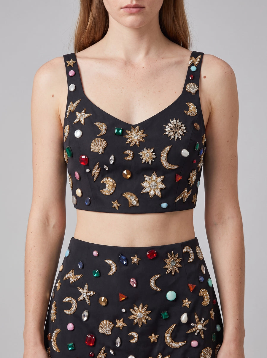 Celestial Tide Black Co-ord Top