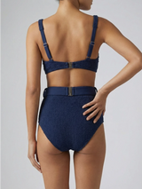 Heidi Hand Beaded Bikini Bottom Navy