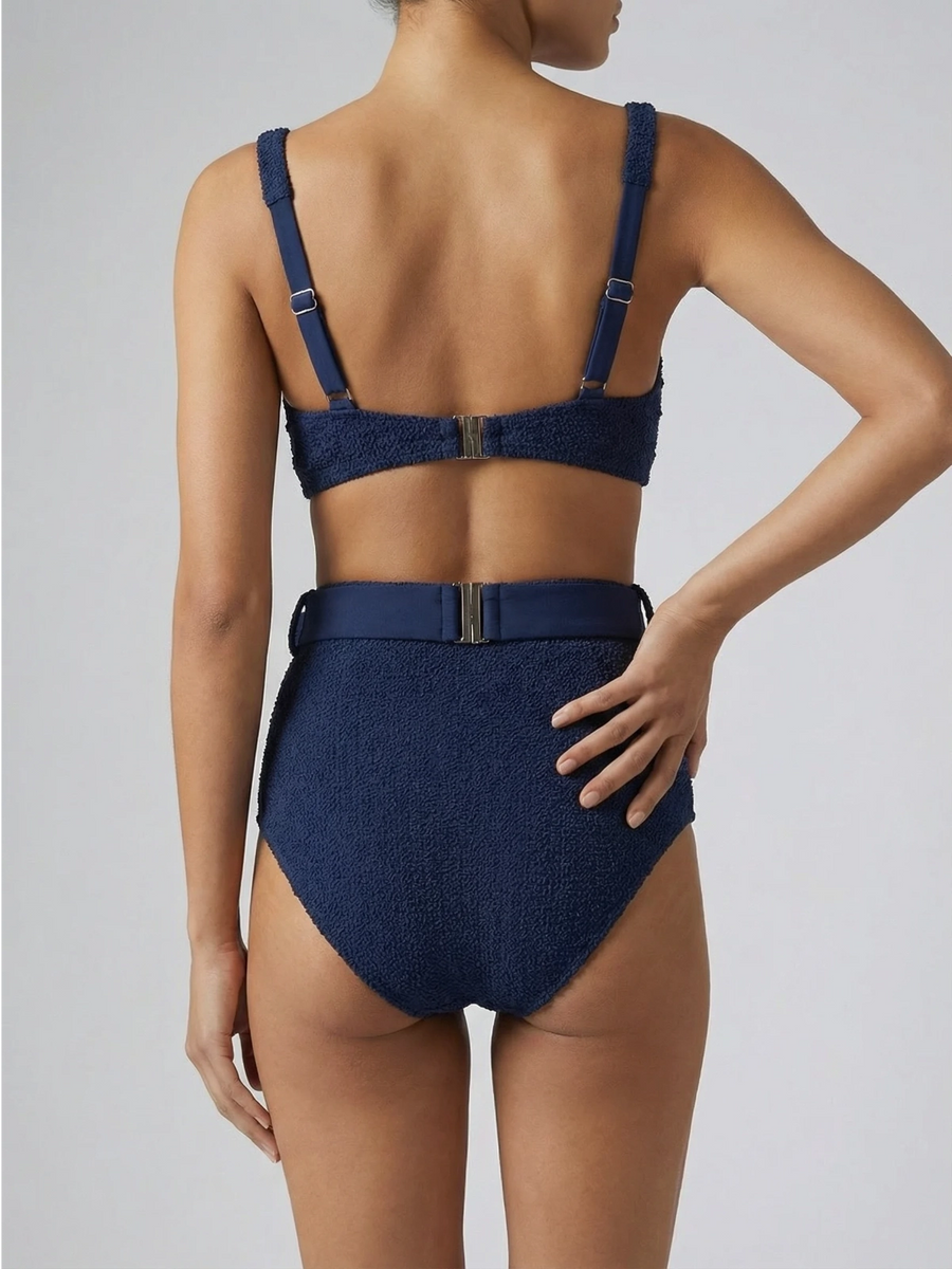 Heidi Hand Beaded Bikini Bottom Navy in Stock