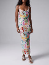 Arizona White Long Dress Maxi Thin strap Sheer