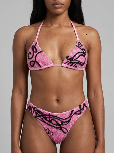 Oceanus x Barbara Hulanicki Serpentina Pink Hand-Beaded Bikini Top