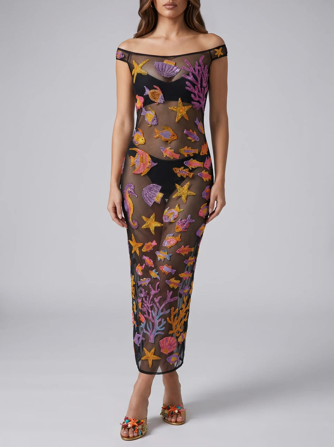 Coraline Black Sheer Maxi Dress