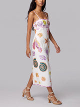New York Strapped Dress Embroidary Straps in White