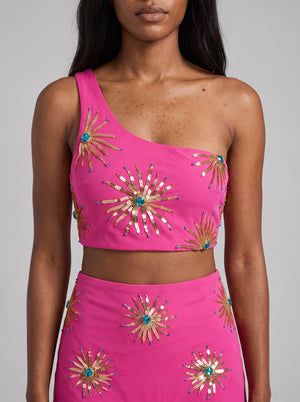 Callie Hot Pink Co-ord One Shoulder Top