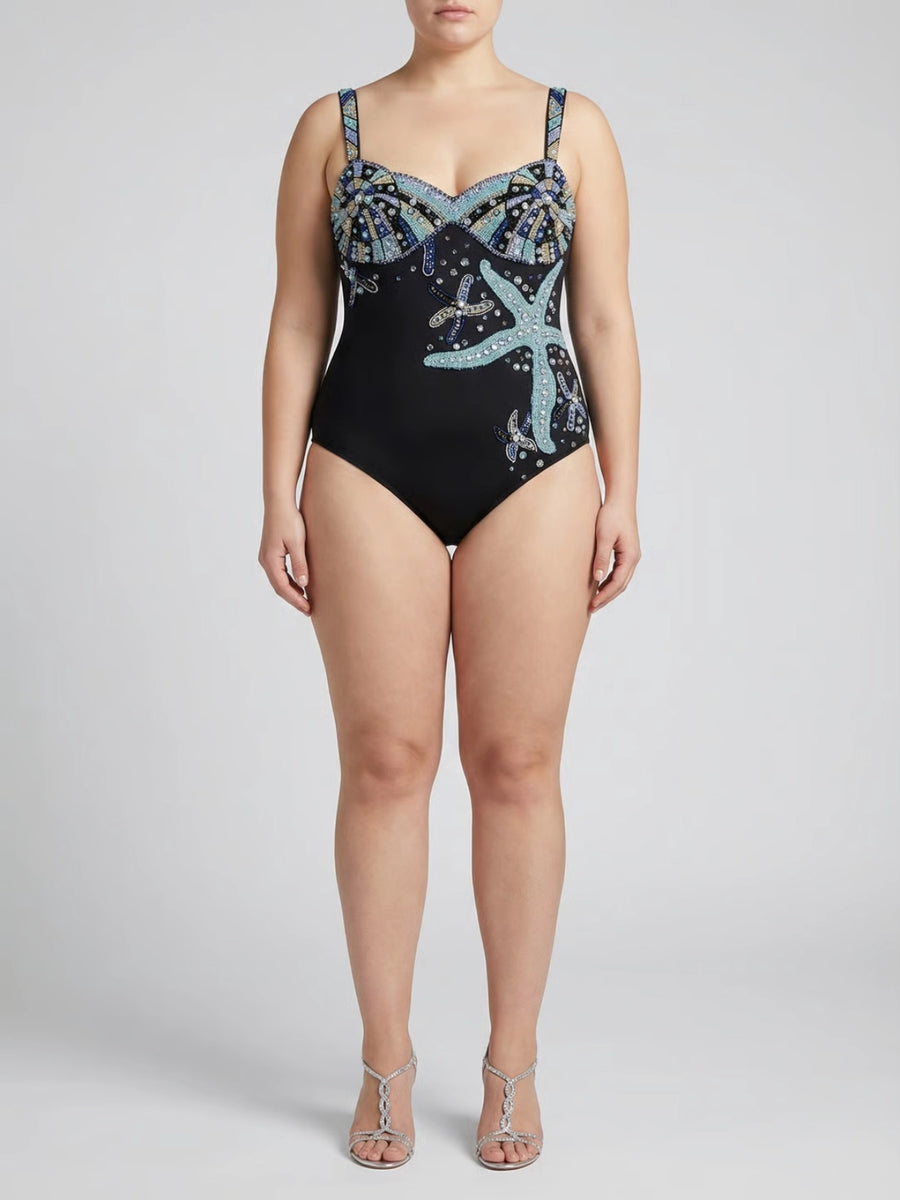 Selene Sea Shell Swimsuit in Black