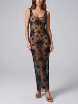 Deep Sea Nebula Sheer Black Maxi Dress