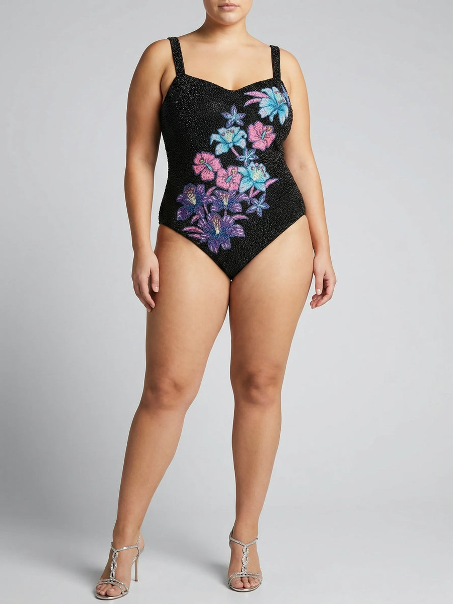 Midnight Bloom Swimsuit Black