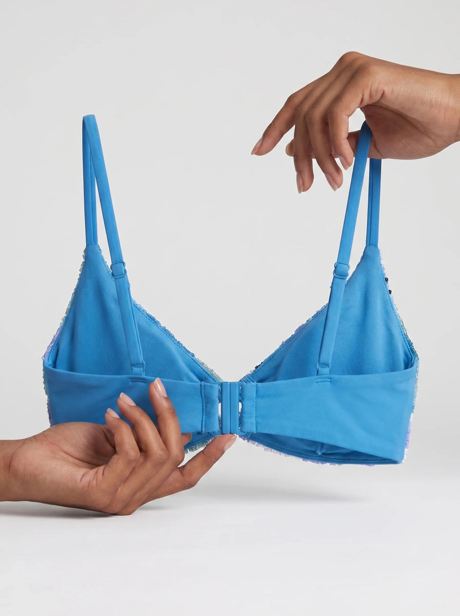 Leila Beaded Blue Bikini Top