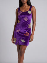 Coral Purple Velvet Mini Dress