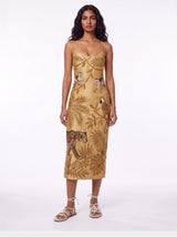 Zola Gold Midi Strap Dress