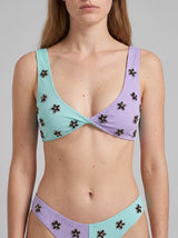 Luna Two-Tone Floral Embellished Bikini Bottom