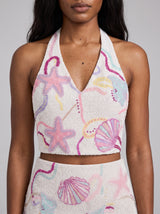 Celeste White Beaded Co ord Skirt