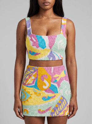 South Beach Azure Beaded Crop Top Multi colour in Stock