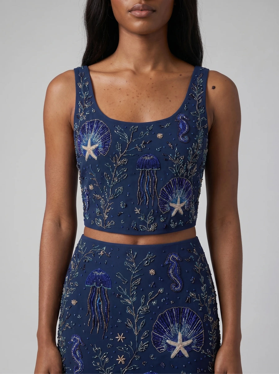 Reya Co-ord Top in Navy