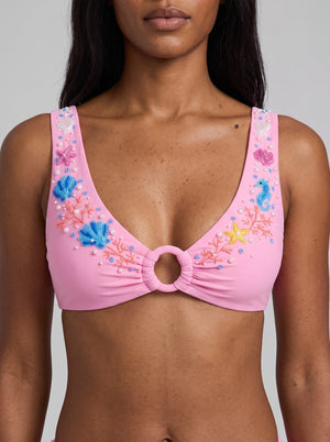 Oceanus Pearl Tide Pink Bikini Top