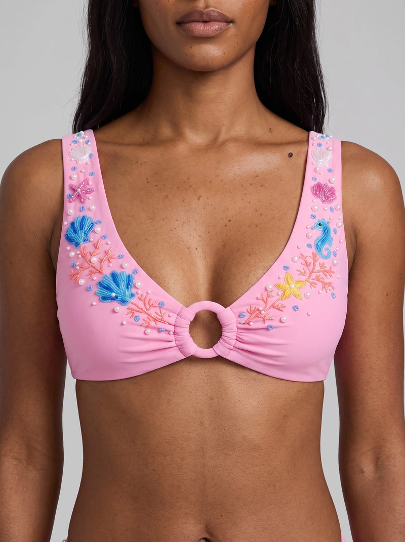Oceanus Pearl Tide Pink Bikini Top