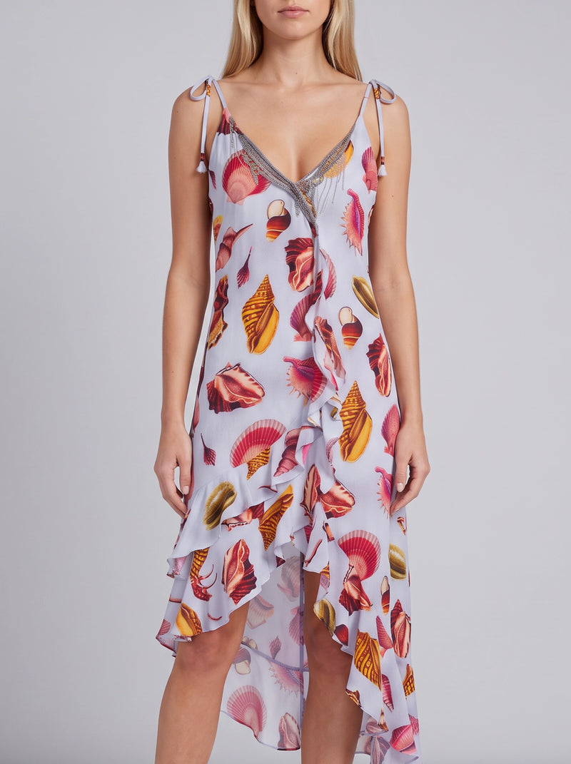 Nerissa Shell Asymmetric Midi Dress