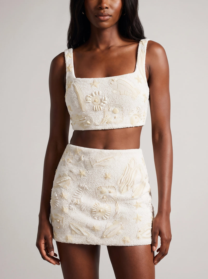 Arizona Ivory Beaded Co-ord Skirt