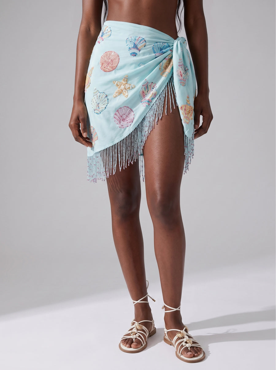 Shell and Starfish Sky Blue Sarong