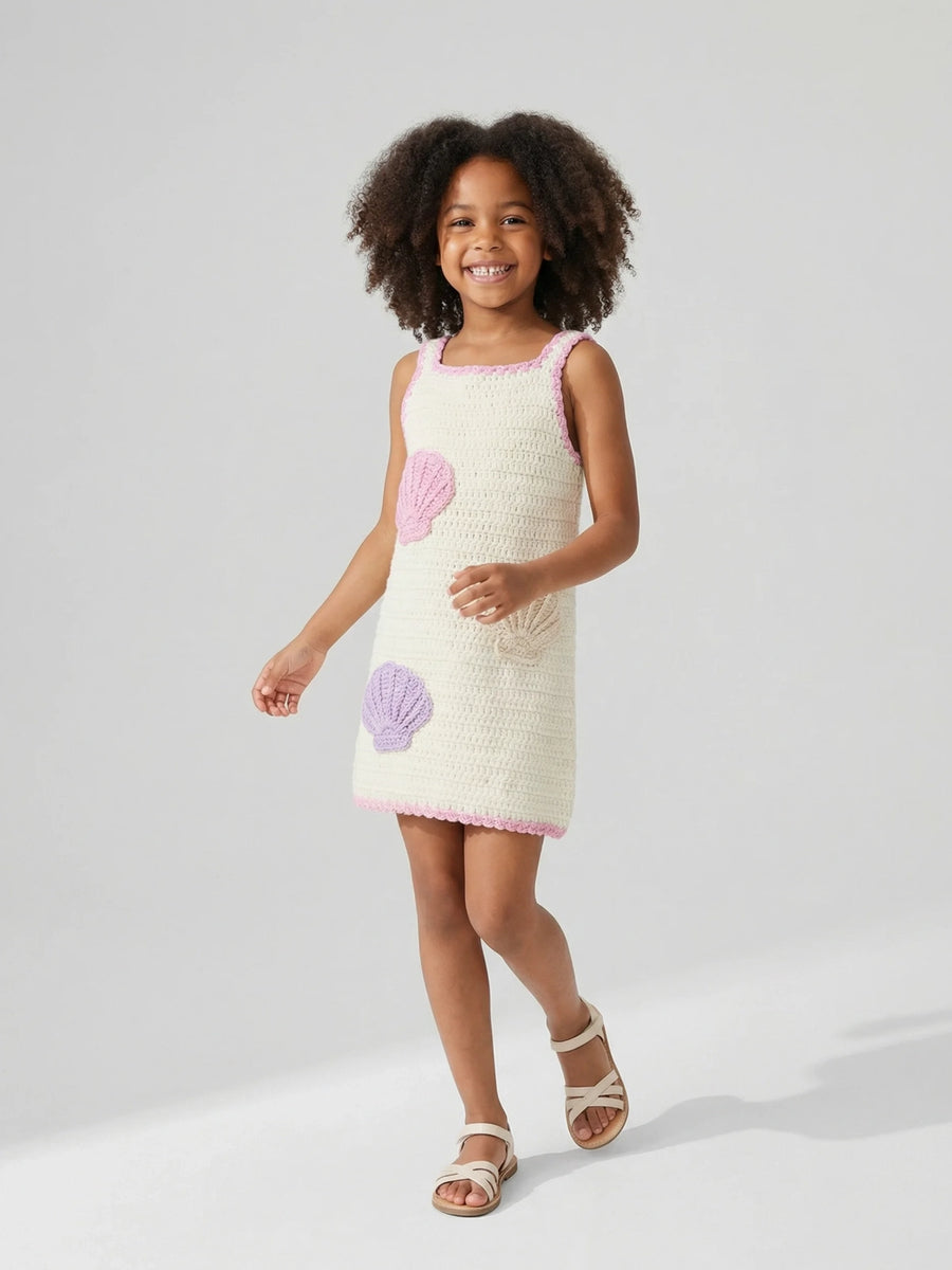 Shell White Crochet Kids Dress