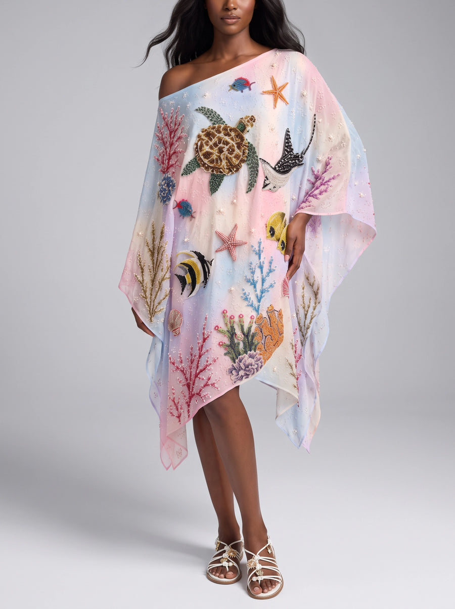 Sea Fantasy Pastel Multi Color Kaftan