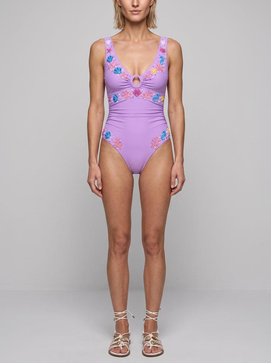 Oceanus Pearl Tide Purple Swimsuit