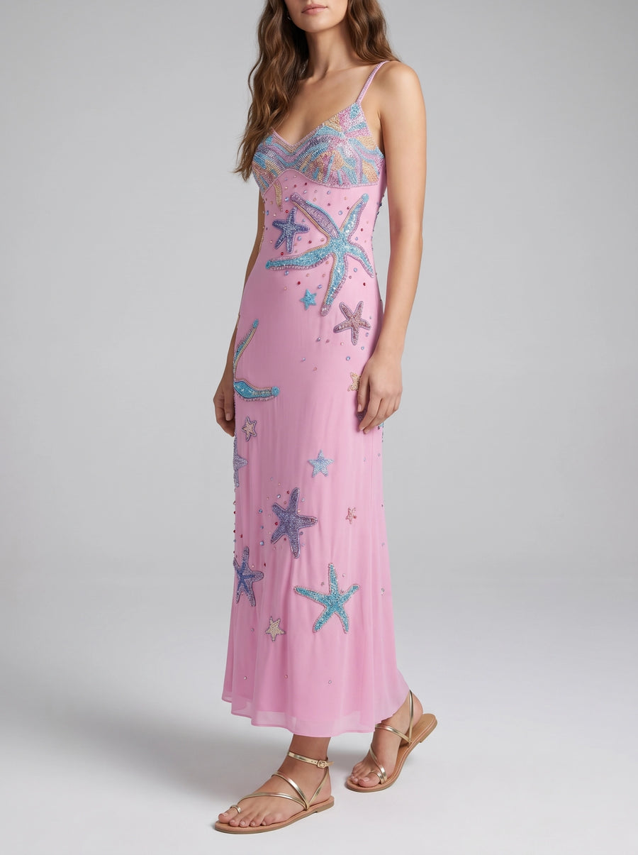 Crescent Shell Pink Long Dress
